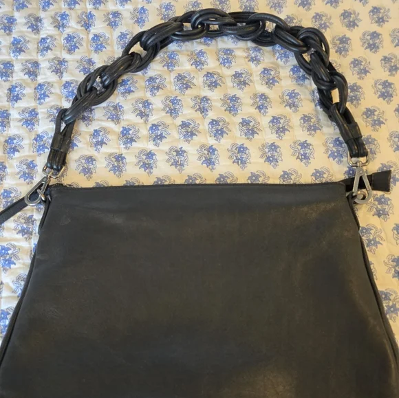 Harbour 2nd Black Leather Bag with Chain Detail - Picture 2 of 7